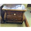 Image 2 : 7 PCS DARK WOOD & LEATHER STUDDED KING SIZE BEDROOM SUIT INCLUDING ; HEADBOARD, FOOTBOARD,