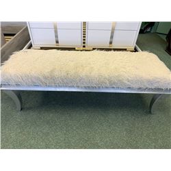 MICHAEL ARMINI GREY & WHITE FUR BEDSIDE BENCH