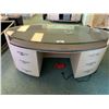Image 1 : OVERTURE CRISTAL GLASS TOP 6 DRAWER VANITY WITH 4 DOOR STORAGE CREDENZA