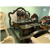 Image 1 : 8 PCS EBONY LEATHER STUDDED QUEEN SIZE BEDROOM SUIT INCLUDING ; HEADBOARD,