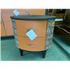 Image 2 : COSMOPOLITAN 2 TONE BROWN 4 DRAWER 2 DOOR DRESSER WITH MIRROR  & 2 DRAWER OVAL NIGHT STAND