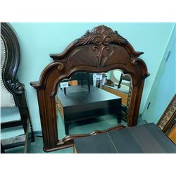 DARK WOOD INLAID DRESSER MIRROR