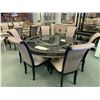 Image 1 : MICHAEL ARMINI MODERN CIRCULAR GLASS TOP 7 PCS DINNING SET INCLUDING: TABLE & 6 HIGH BACK DINNING