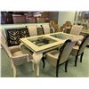 Image 1 : MICHAEL ARMINI MODERN RECTANGULAR GLASS TOP 8 PCS DINNING SET INCLUDING: TABLE, LEAF, & 6 HIGH BACK