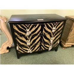 DARK WOOD 3 DRAWER ANIMAL PRINT ACCENT CHEST