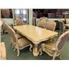 Image 1 : MICHAEL ARMINI CHATEAU CLAW FOOT 10 PCS DINNING SET INCLUDING: TABLE, 3 LEAFS, & 6 WOOD & FABRIC
