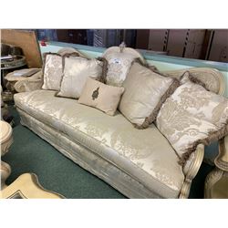 MICHAEL ARMINI CHATEAU WHITE WOOD 3 SEAT SOFA & LOVE SEAT SET WITH CUSHIONS