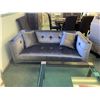 Image 2 : 3 PCS HOLLYWOOD SWANK GREY STUDDED FABRIC 3 SEAT SOFA, LOVE SEAT & CHAIR