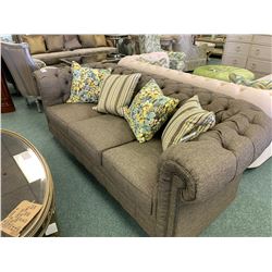 STEVEN & CHRIS GREY STUDDED 3 SEAT SOFA WITH 2 ARM CHAIRS & CUSHIONS