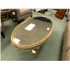 Image 1 : COMPOSITIONS GOLD & GLASS TOP OVAL COCKTAIL TABLE & END TABLE