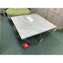 COASTER MODERN GOLD & WHITE MARBLE COCKTAIL TABLE