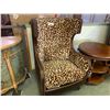 Image 1 : PAIR OF MICHAEL ARMINI VICTORIA PALACE LEATHER STUDDED ANIMAL PATTERN WING BACK CHAIRS WITH