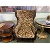 Image 2 : PAIR OF MICHAEL ARMINI VICTORIA PALACE LEATHER STUDDED ANIMAL PATTERN WING BACK CHAIRS WITH