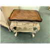 Image 2 : CREAM WOOD & MARBLE TOP 4 DOOR ACCENT CABINET & 2 SINGLE DRAWER END TABLES