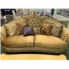 Image 2 : CREAM & SILVER ETCHED CURVED BACK 2 SEAT SOFA, LOVE SEAT WITH CUSHIONS, COCKTAIL TABLE  &