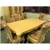 Image 1 : 8 PCS CREAM & SILVER ETCHED DINING SET INCLUDING ; TABLE, 6 CHAIRS & 3 DOOR GLASS FRONT ILLUMINATED