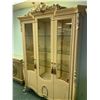 Image 2 : 8 PCS CREAM & SILVER ETCHED DINING SET INCLUDING ; TABLE, 6 CHAIRS & 3 DOOR GLASS FRONT ILLUMINATED