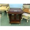 Image 1 : MAHOGANY MOBILE 2 DOOR SINGLE DRAWER ANTIQUE DINING CART