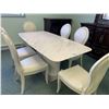 Image 1 : WHITE LEATHER MODERN RECTANGULAR MARBLE TOP DINING TABLE & 6 CHAIRS