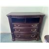 Image 2 : DARK BURLED WOOD 9 DRAWER 2 DOOR DRESSER WITH MIRROR & 3 DRAWER MEDIA CHEST