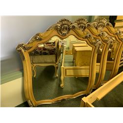 CREAM & SILVER ETCHED PATTERN LARGE FRAMED WALL MIRROR