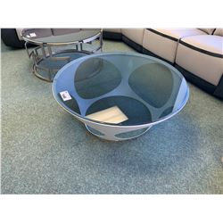 MODERN METAL & GLASS CIRCULAR COCKTAIL TABLE