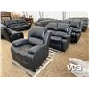 Image 1 : BLACK RECLINING SOFA, LOVE SEAT & CHAIR