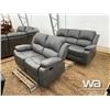 Image 1 : GREY RECLINING SOFA & LOVE SEAT