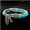 Image 2 : Ladies Semi-Precious Turquoise Bead Tibetan Silver Bracelet