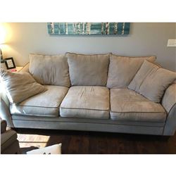 Large suede couch 8'L x 3'9"W x 2'4"H