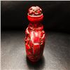 Image 3 : Asian Red Peacock And Rabbit Snuff Bottle With Stopper