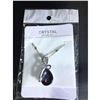 Image 1 : Austrian Crystal with Swarovski Elements - Tear drop shaped gem w/ribbon of clear gems above-Purple