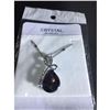 Image 3 : Austrian Crystal with Swarovski Elements - Tear drop shaped gem w/ribbon of clear gems above-Purple