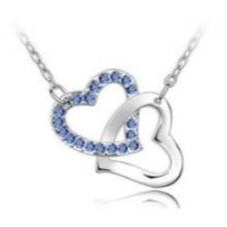 Austrian Crystal with Swarovski Elements - Interlocking hearts-Blue