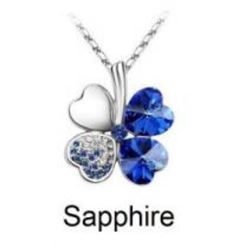 Austrian Crystal with Swarovski Elements - Clover hearts-Sapphire