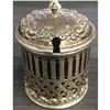 Image 4 : Antique Sterling Silver Repousse Cranberry Glass Condiment Mustard Pot Jam Jar