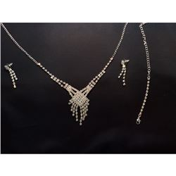 Czech Crystal Rhinestone Bridal Necklace Set