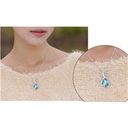 Austrian Crystal with Swarovski Elements - Tear drop shaped gem w/ribbon of clear gems above-Sapphir