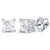 Image 1 : Unisex Diamond Solitaire Stud Earrings 7/8 Cttw 14kt White Gold