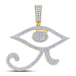 Mens Diamond Eye of Ra Egyptian Charm Pendant 1.00 Cttw 10kt Yellow Gold