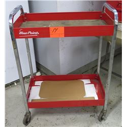 Red Metal & Wood 2-Tier Rolling Tool Table 30" x 17" x 40"H