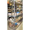 Image 1 : Shelf & Contents:  Exhaust Stacks, Hub Caps, Ball Bearings, Elements, Belts etc