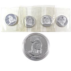 4x 2006 Canada 1/2oz Wolves Sealed in Original Mint Plastic & 2011 1oz Wolf in Capsule .9999 Fine Si