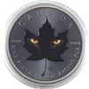Image 1 : 2015 Canada 1oz Coloured & Antiqued Panther .999 Fine Silver Maple Leaf in Capsule (TAX Exempt).