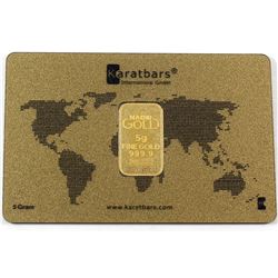 Gold Karatbar 5 Gram .9999 Fine Gold Bar in Hard Plastic Holder (TAX Exempt).
