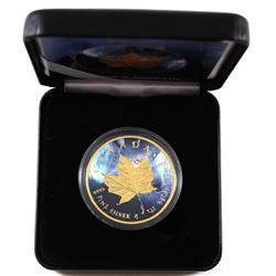 2018 Canada 1oz Coloured & Gilded Wolf .9999 Fine Silver Maple in Smitty's Treasures Black Display B