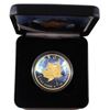 Image 1 : 2018 Canada 1oz Coloured & Gilded Wolf .9999 Fine Silver Maple in Smitty's Treasures Black Display B