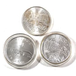 3 x 1oz Silver Shield .999 Fine Silver Rounds - 2013 Peace On Earth, 2014 Never Trust Government & 2