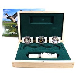 2013-2014 $10 Ducks of Canada 3-coin Fine Silver Set with Caller in Deluxe Box. One of the capsules 
