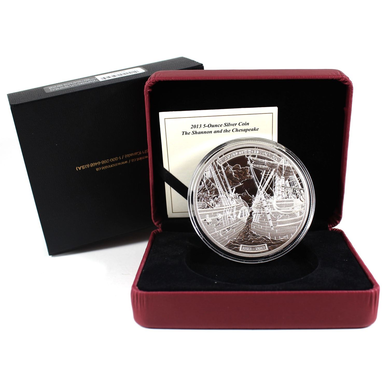 2013 Canada 50 HMS Shannon & USS Chesapeake 5oz Fine Silver Coin (TAX